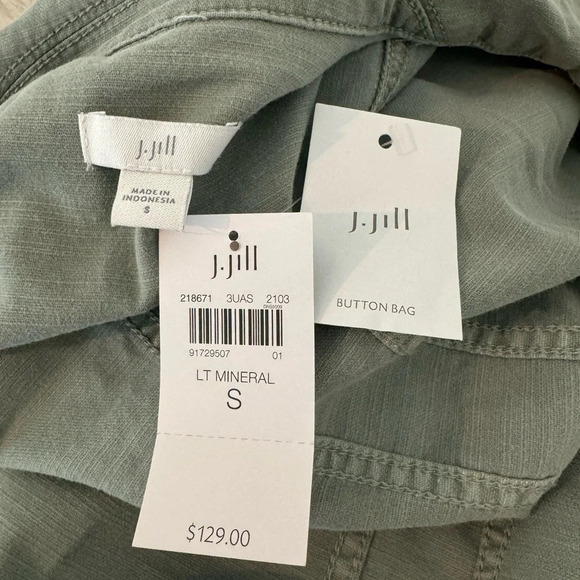 J Jill Modern Barn Jacket Chore Coat Pockets Cotton Blend NWT Small Sage Mineral - Picture 9 of 11